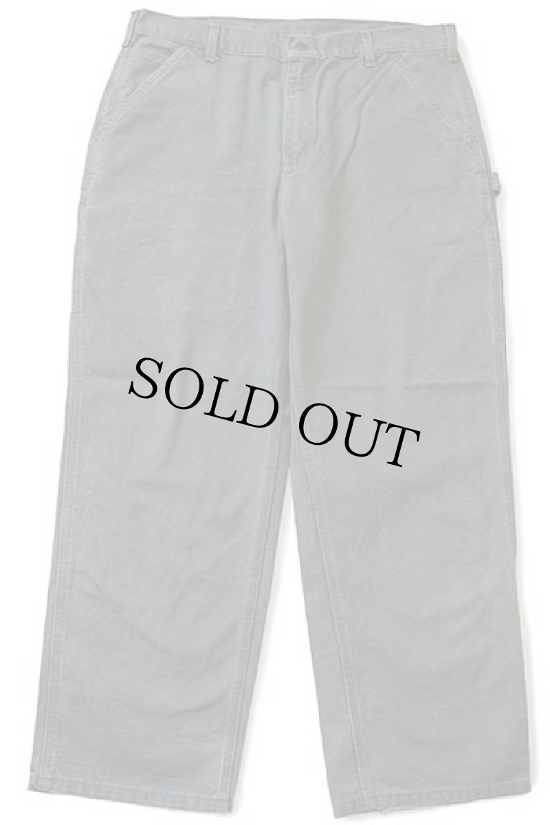 画像2: メキシコ製 carharttカーハート ダック地 ペインターパンツ モスグリーン w38 L30 (2)