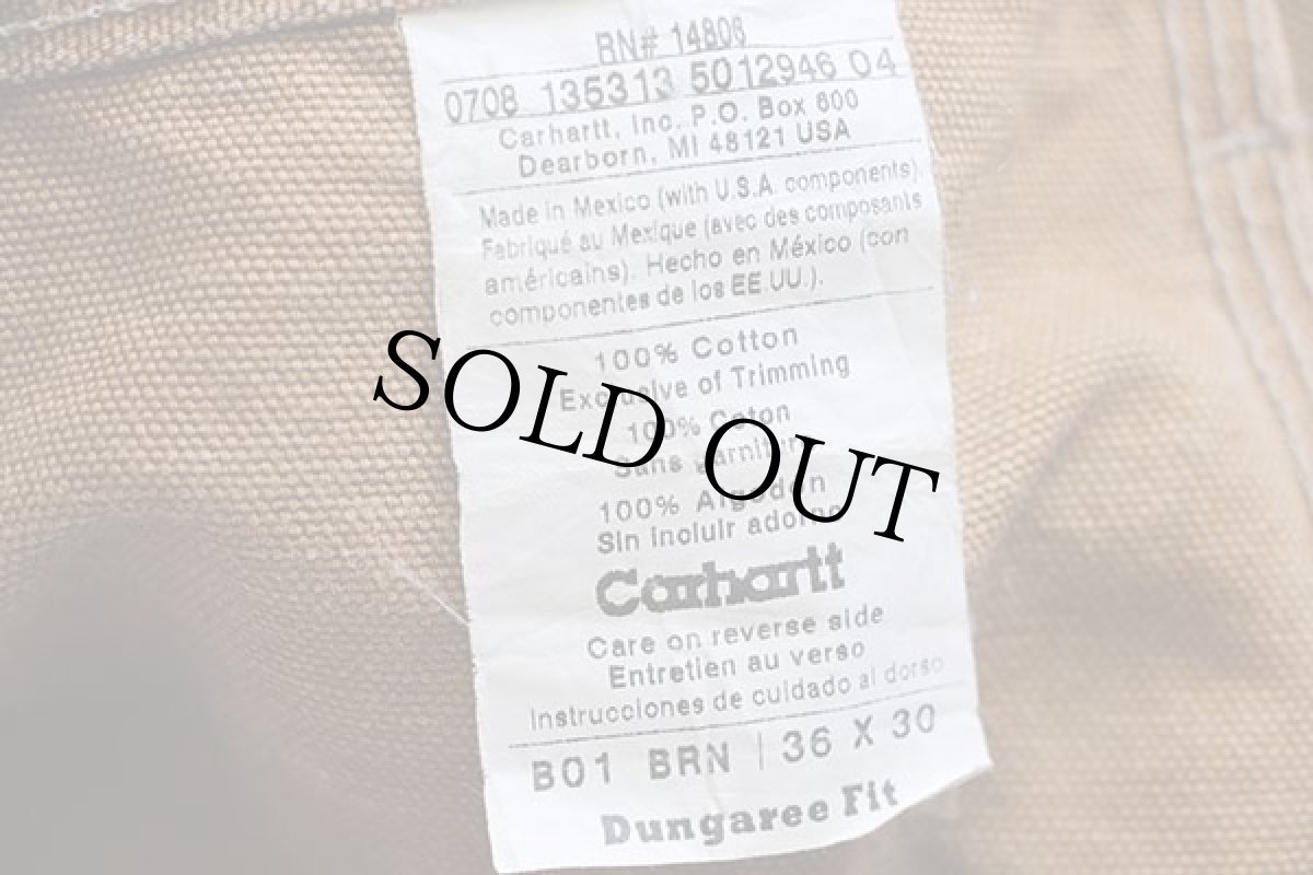 画像6: 00s メキシコ製 carharttカーハート ダブルニー ダック地 ペインターパンツ 茶 w36 L30 (6)