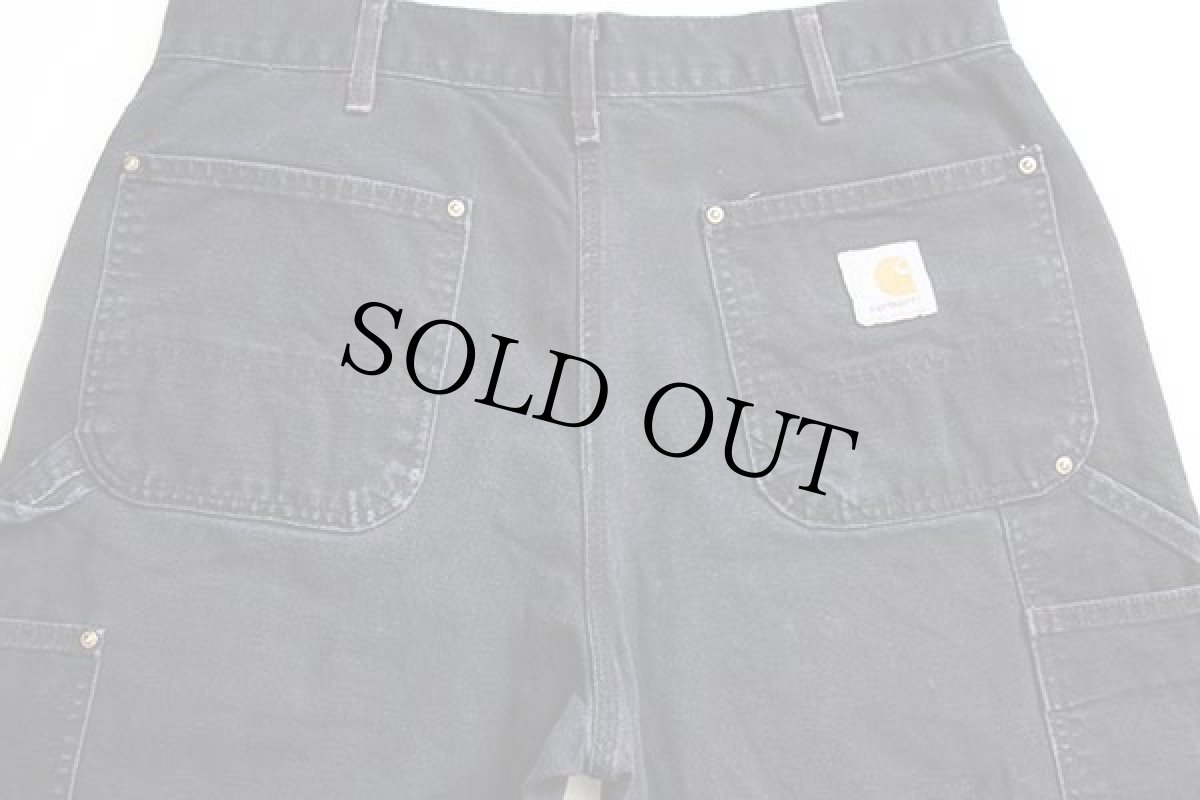 画像5: 90s USA製 carharttカーハート ダブルニー ダック地 ペインターパンツ カスタム 黒 w34 L32 (5)