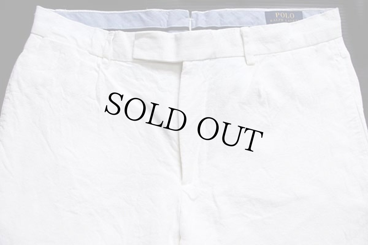 画像4: ポロ ラルフローレン ワンタック スラックス リネンパンツ 生成り w32 L32 (4)