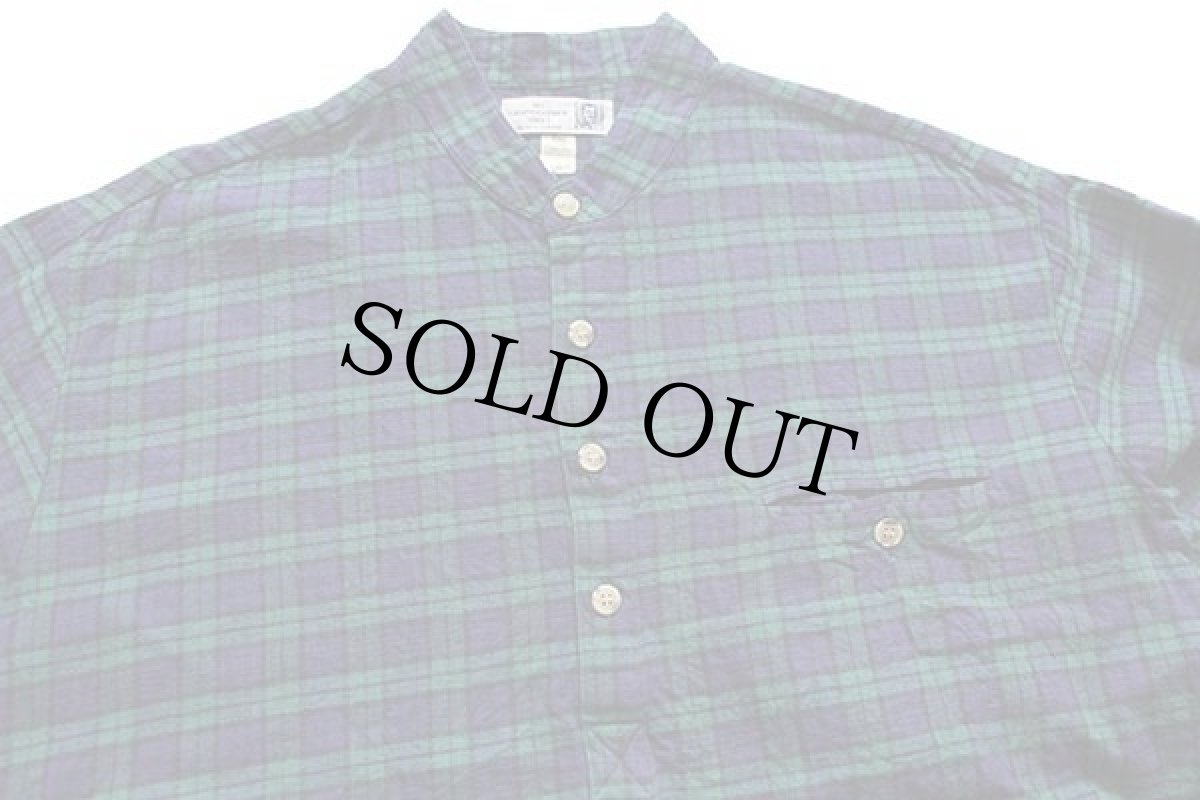 画像3: 80s MY GRANDFATHER SHIRT ブラックウォッチ タータンチェック バンドカラー ライトネル グランパシャツ XXL★特大 (3)