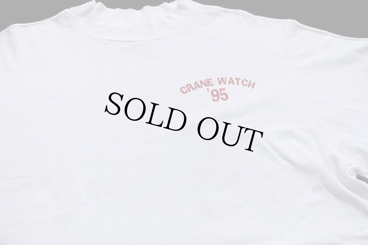 画像3: 90s USA製 CRANE WATCH 95 ツル モックネック コットン 長袖Tシャツ 白 L (3)