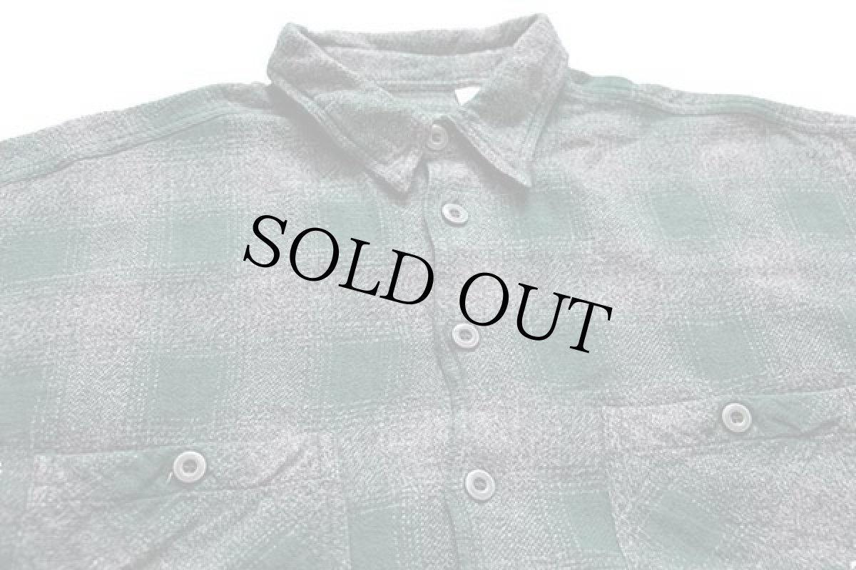 画像3: 90s John Baner オンブレチェック コットン フランネルシャツ 緑 (3)