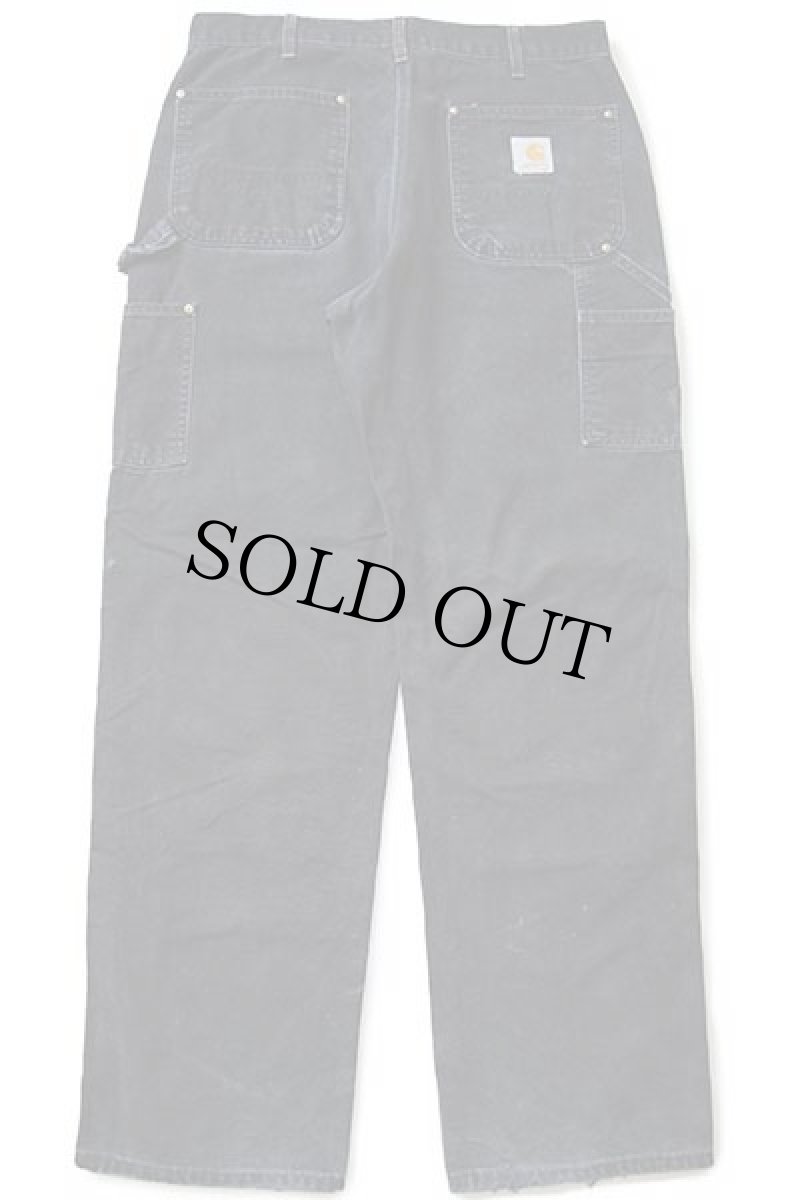 画像3: 90s USA製 carharttカーハート ダブルニー ダック地 ペインターパンツ カスタム 黒 w34 L32 (3)