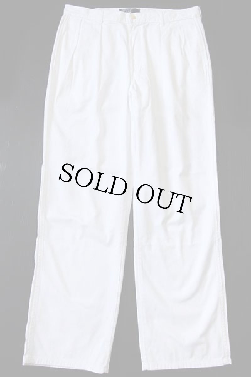 画像2: 90s ポロ ラルフローレン ツータック コットン チノパン 白 w34 L30 (2)