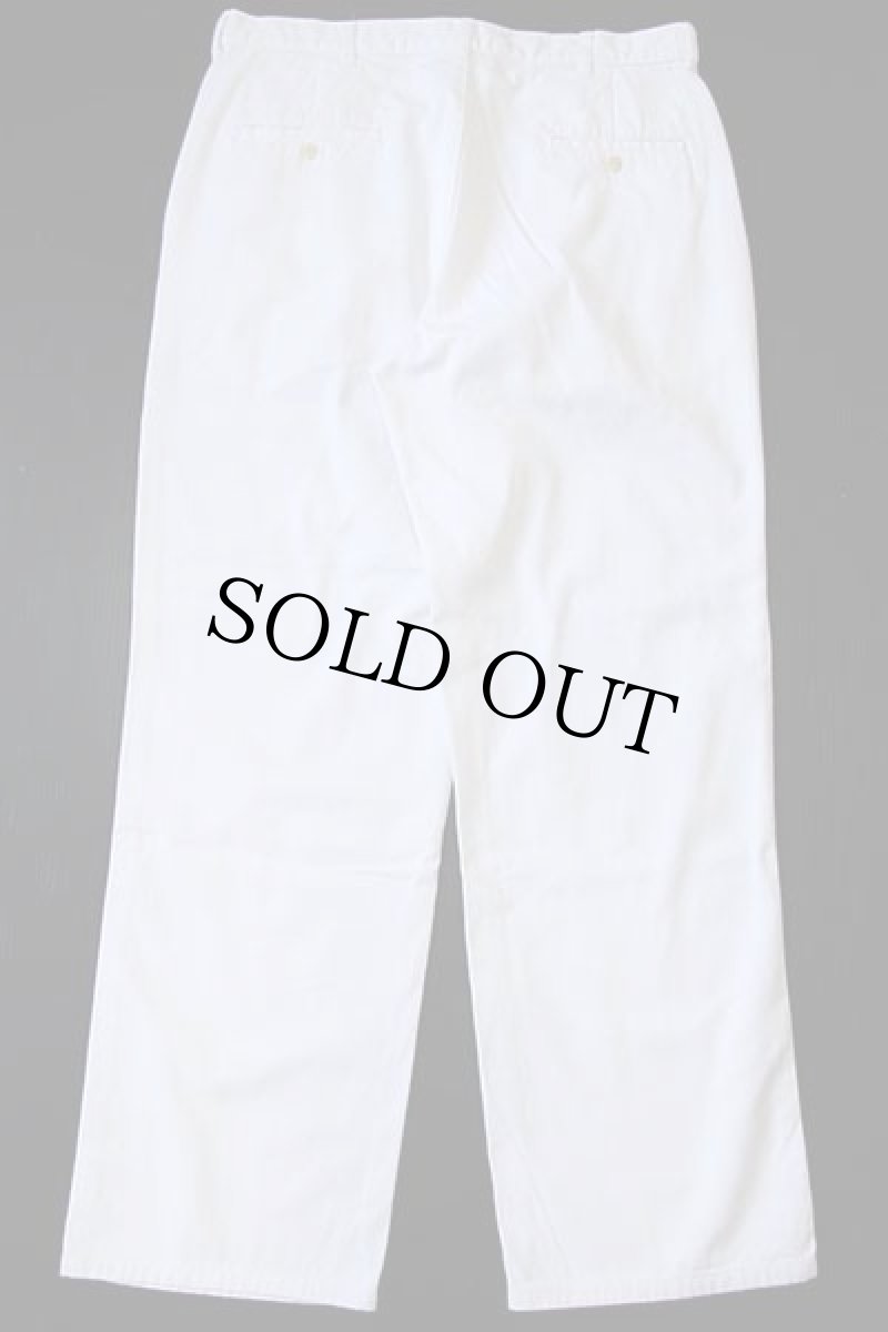 画像3: 90s ポロ ラルフローレン ツータック コットン チノパン 白 w34 L30 (3)