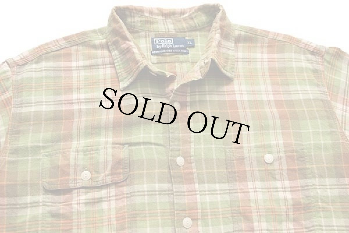 画像3: ポロ ラルフローレン マドラスチェック コットン ワーク ネルシャツ XL (3)