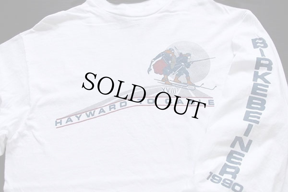 画像3: 90s USA製 Hanes HAYWARD TO CABLE BIRKEBEINER 1990 コットン 長袖Tシャツ 白 L (3)