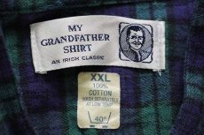 画像4: 80s MY GRANDFATHER SHIRT ブラックウォッチ タータンチェック バンドカラー ライトネル グランパシャツ XXL★特大 (4)