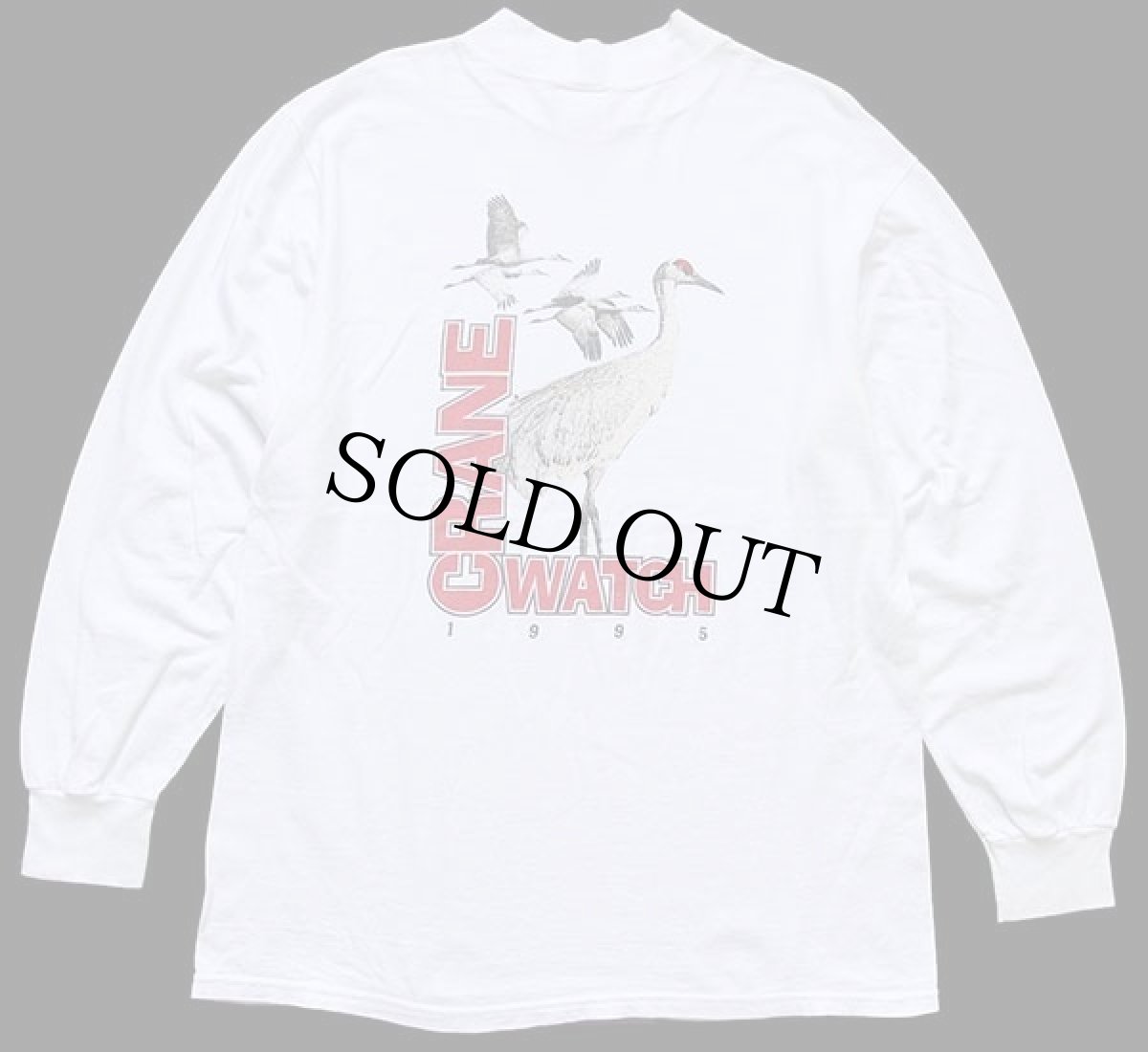 画像2: 90s USA製 CRANE WATCH 95 ツル モックネック コットン 長袖Tシャツ 白 L (2)