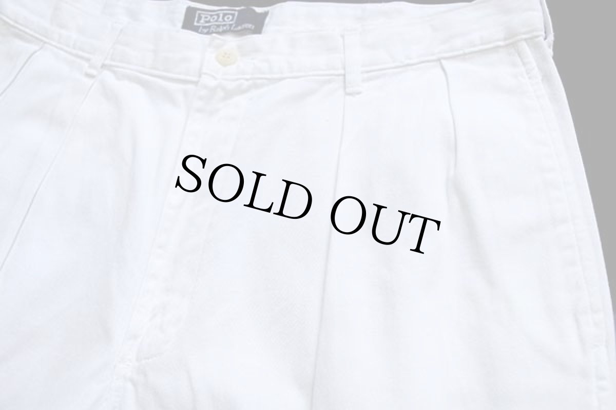 画像4: 90s ポロ ラルフローレン ツータック コットン チノパン 白 w34 L30 (4)