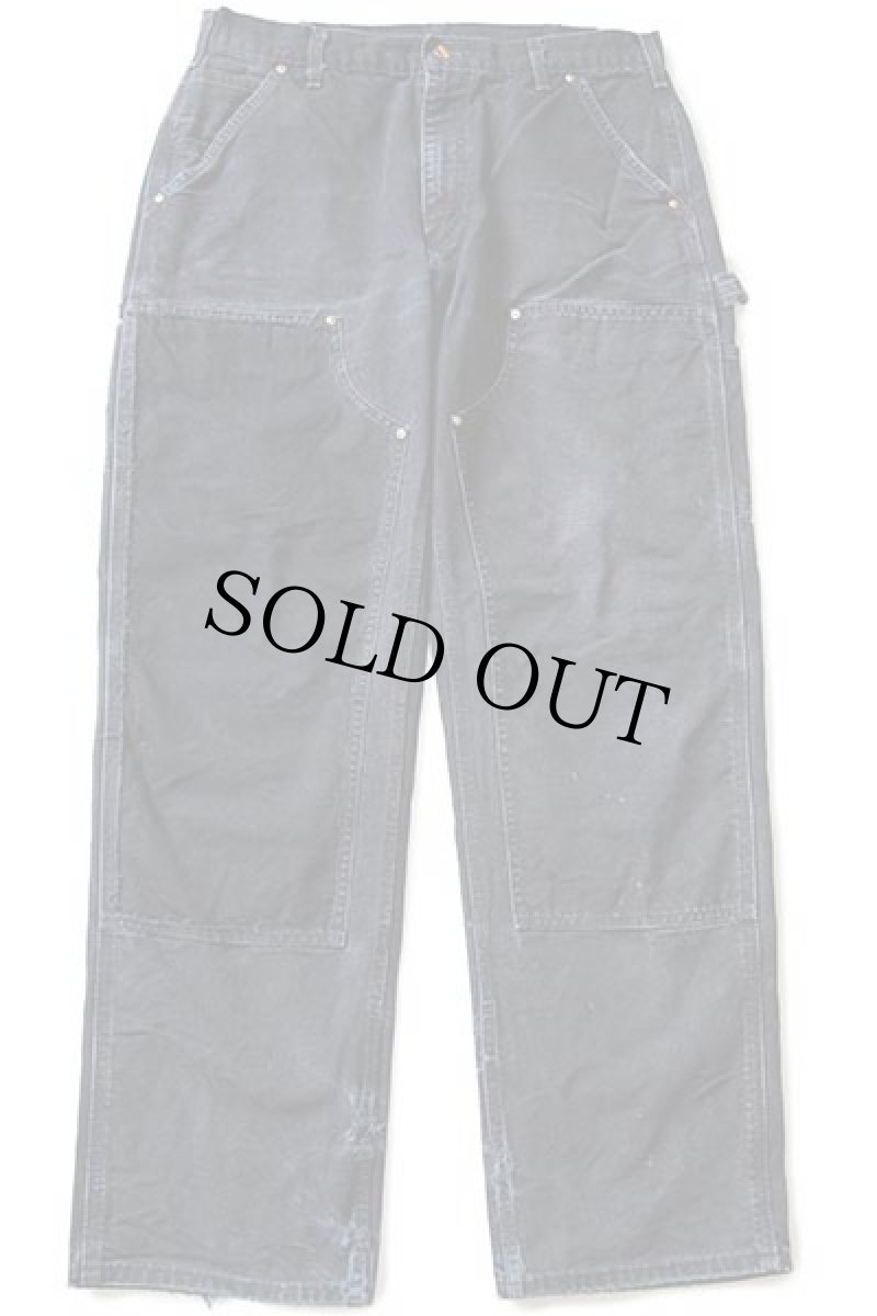 画像2: 90s USA製 carharttカーハート ダブルニー ダック地 ペインターパンツ カスタム 黒 w34 L32 (2)