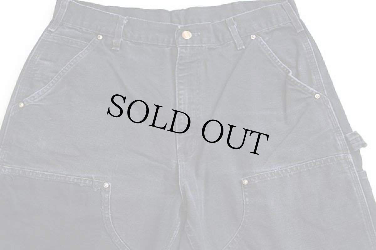 画像4: 90s USA製 carharttカーハート ダブルニー ダック地 ペインターパンツ カスタム 黒 w34 L32 (4)