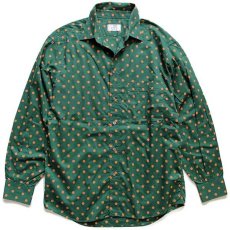 画像1: イタリア製 DIVISION VOGUE ドット柄 コットンシャツ 緑×オレンジ 40 (1)