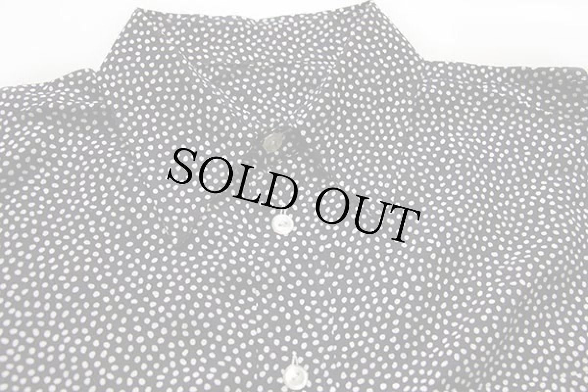 画像3: 80s UNKNOWN いびつドット柄 レーヨンシャツ 黒×白 (3)