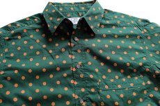 画像3: イタリア製 DIVISION VOGUE ドット柄 コットンシャツ 緑×オレンジ 40 (3)