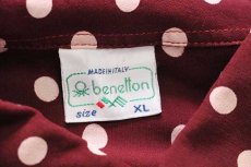 画像4: 80s イタリア製 benettonベネトン ドット柄 レーヨンシャツ バーガンディ×アイボリー XL (4)