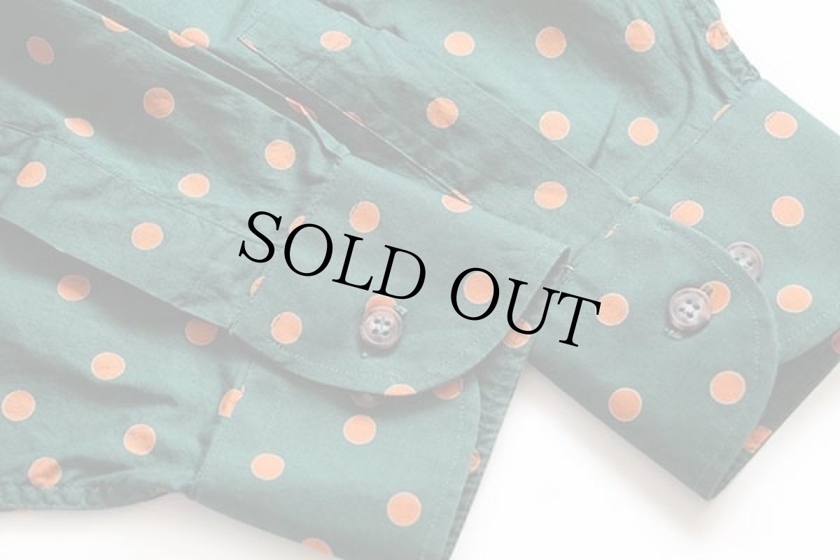 画像6: イタリア製 DIVISION VOGUE ドット柄 コットンシャツ 緑×オレンジ 40 (6)