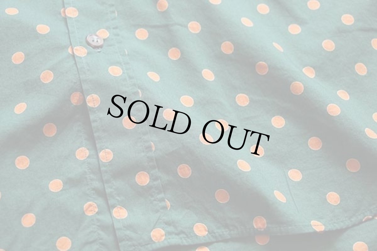 画像5: イタリア製 DIVISION VOGUE ドット柄 コットンシャツ 緑×オレンジ 40 (5)