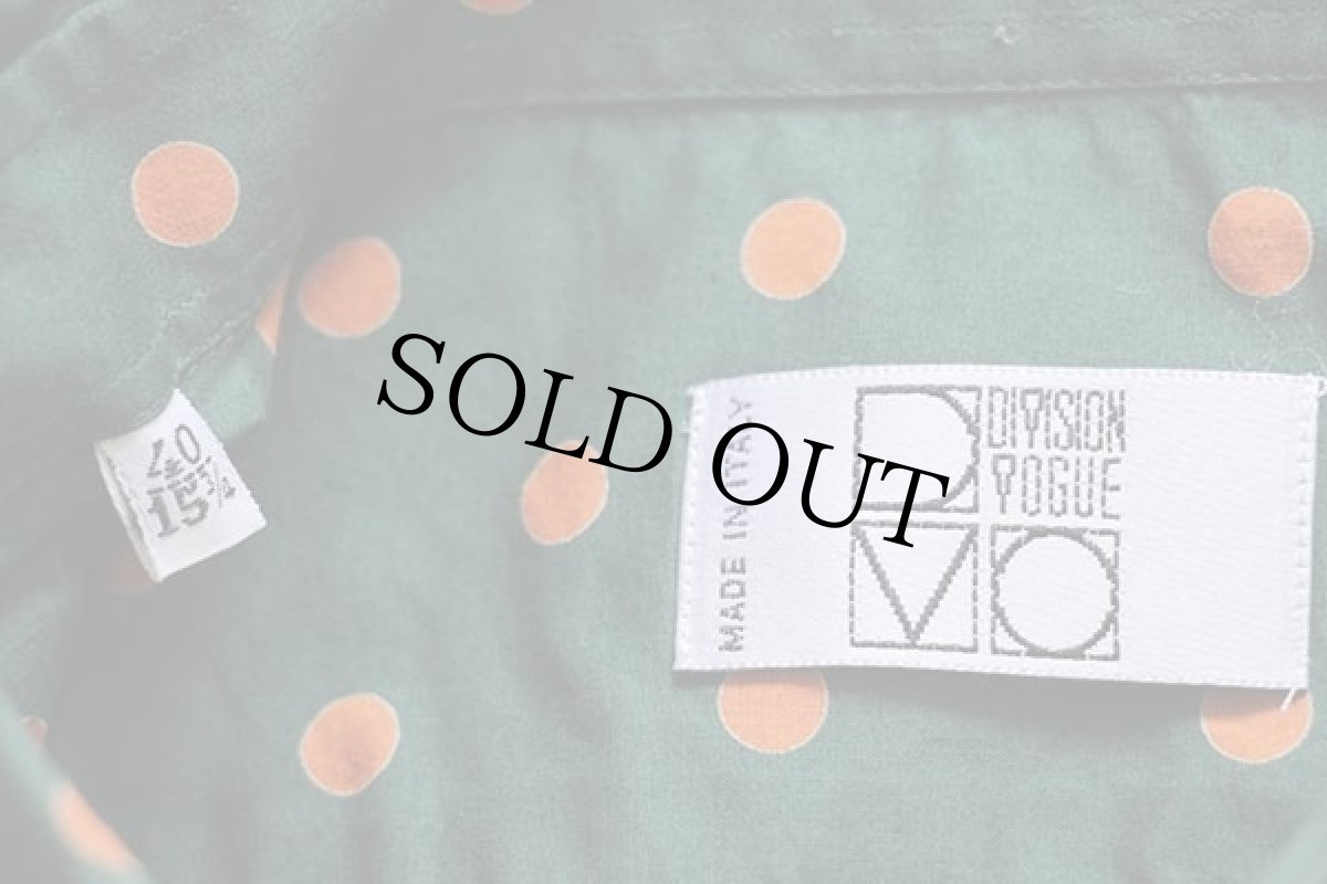 画像4: イタリア製 DIVISION VOGUE ドット柄 コットンシャツ 緑×オレンジ 40 (4)