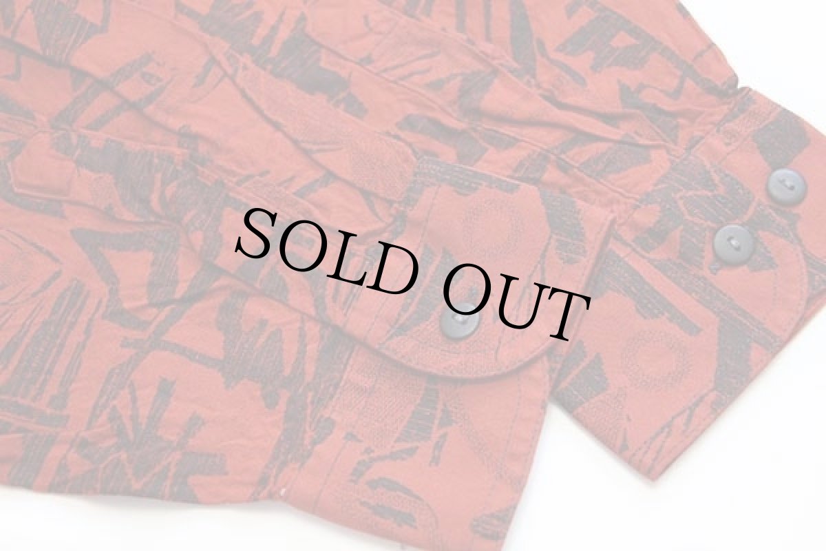 画像6: 80s UNKNOWN 総柄 レーヨンシャツ 赤茶 XL (6)