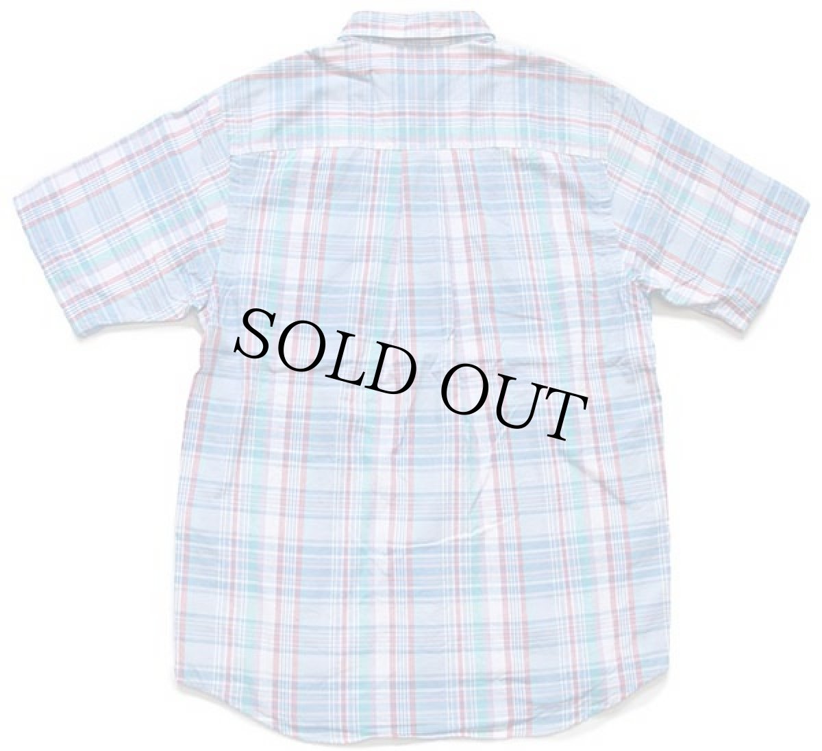 画像2: 80s EddieBauerエディーバウアー マドラスチェック ボタンダウン 半袖 オックスフォード コットンシャツ M (2)