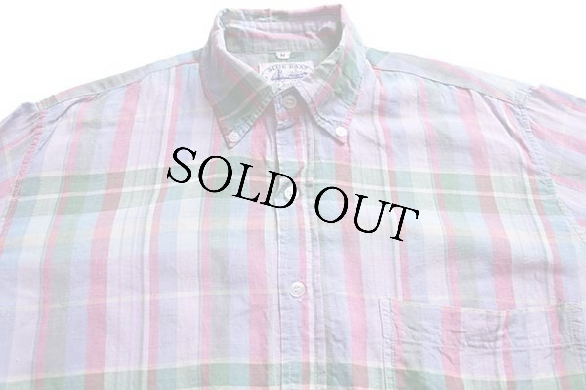 画像3: 70s BLUE BOAT マドラスチェック ボタンダウン コットンシャツ M★インド綿 (3)