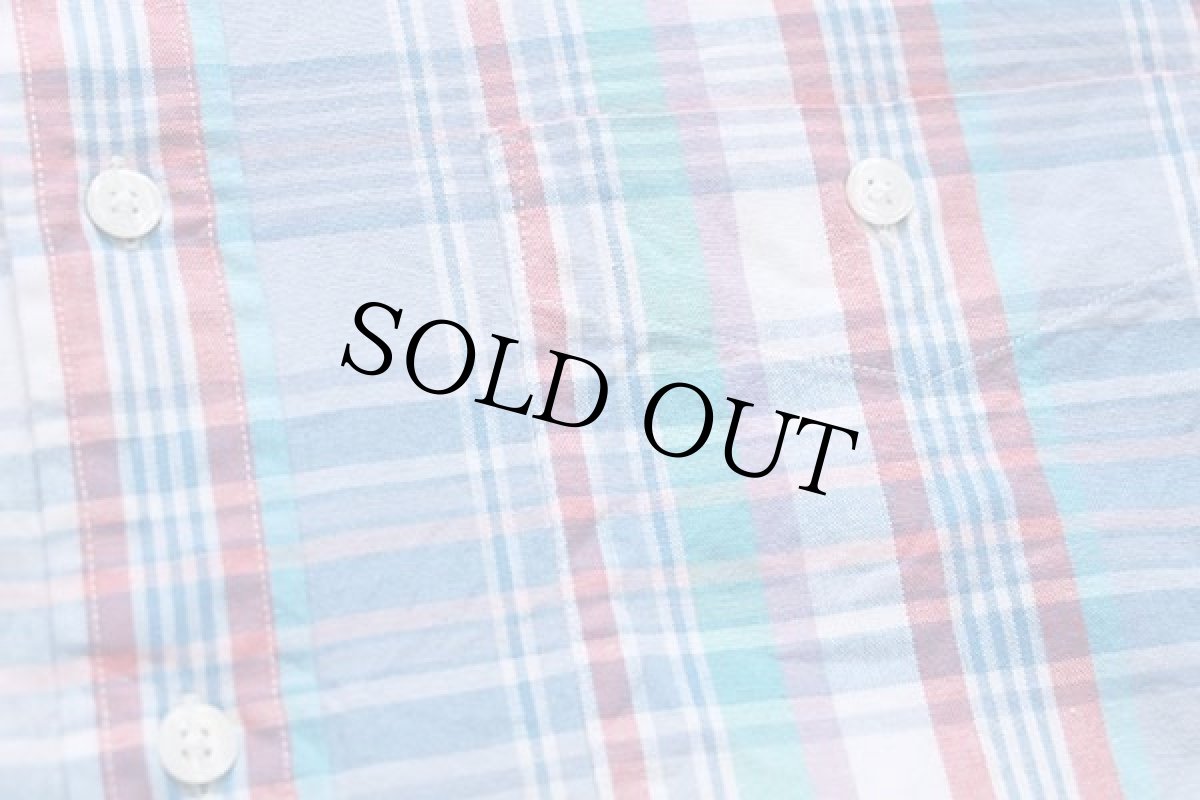 画像5: 80s EddieBauerエディーバウアー マドラスチェック ボタンダウン 半袖 オックスフォード コットンシャツ M (5)