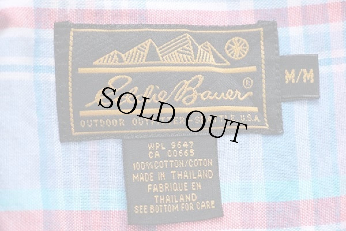 画像4: 80s EddieBauerエディーバウアー マドラスチェック ボタンダウン 半袖 オックスフォード コットンシャツ M (4)