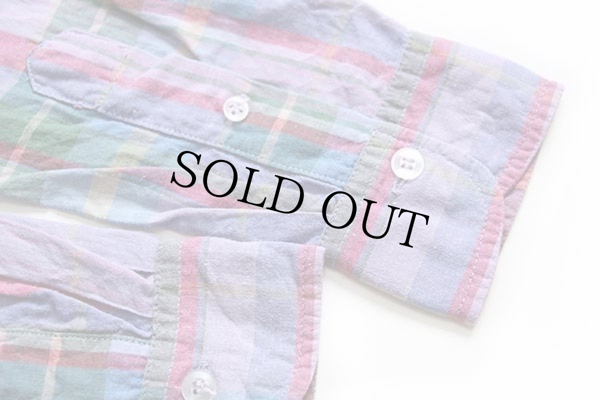 画像6: 70s BLUE BOAT マドラスチェック ボタンダウン コットンシャツ M★インド綿 (6)