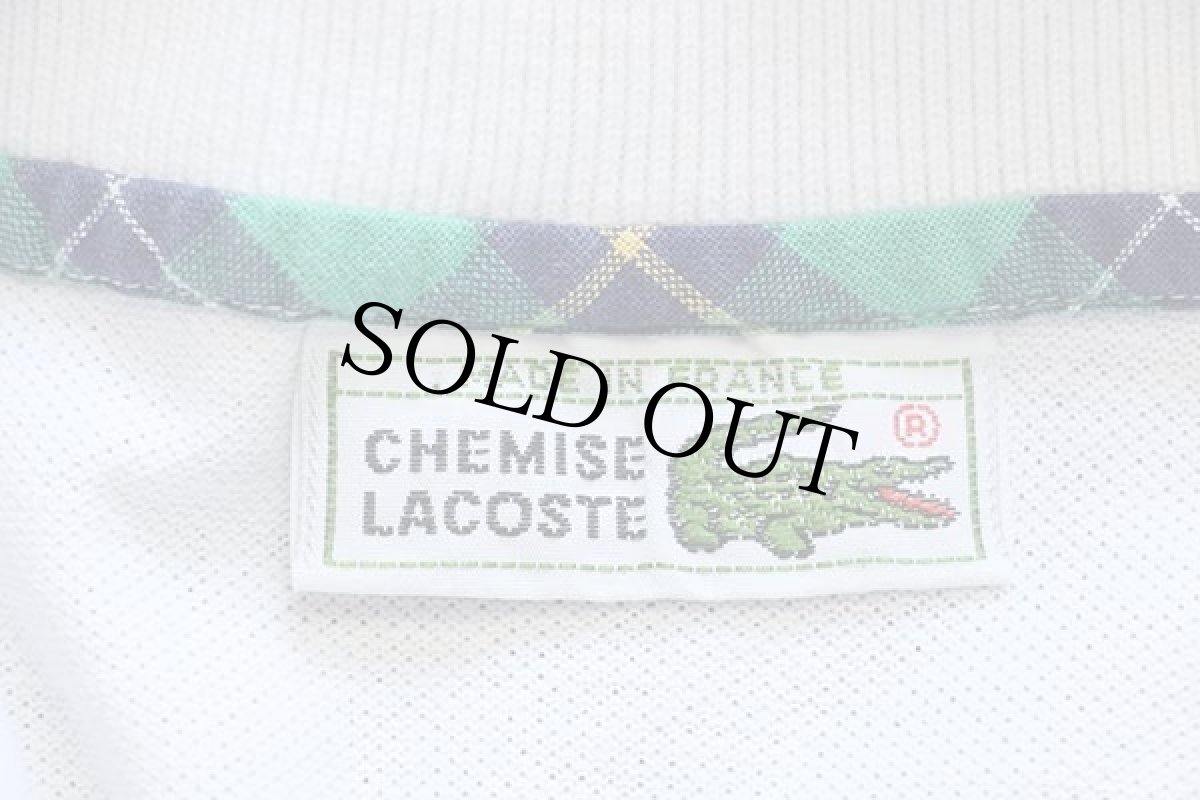 画像4: 70s フランス製 CHEMISE LACOSTEラコステ ワンポイント ポケット付き コットン 鹿の子 ポロシャツ 白 4 (4)