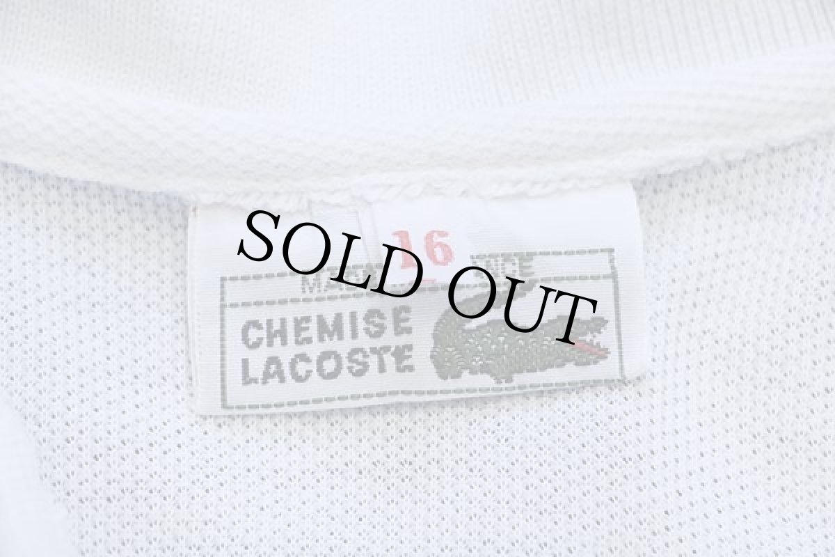 画像4: 70s フランス製 CHEMISE LACOSTEラコステ ワンポイント コットン 鹿の子 ポロシャツ 白 ボーイズ16 (4)