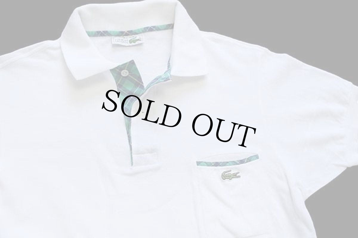画像3: 70s フランス製 CHEMISE LACOSTEラコステ ワンポイント ポケット付き コットン 鹿の子 ポロシャツ 白 4 (3)