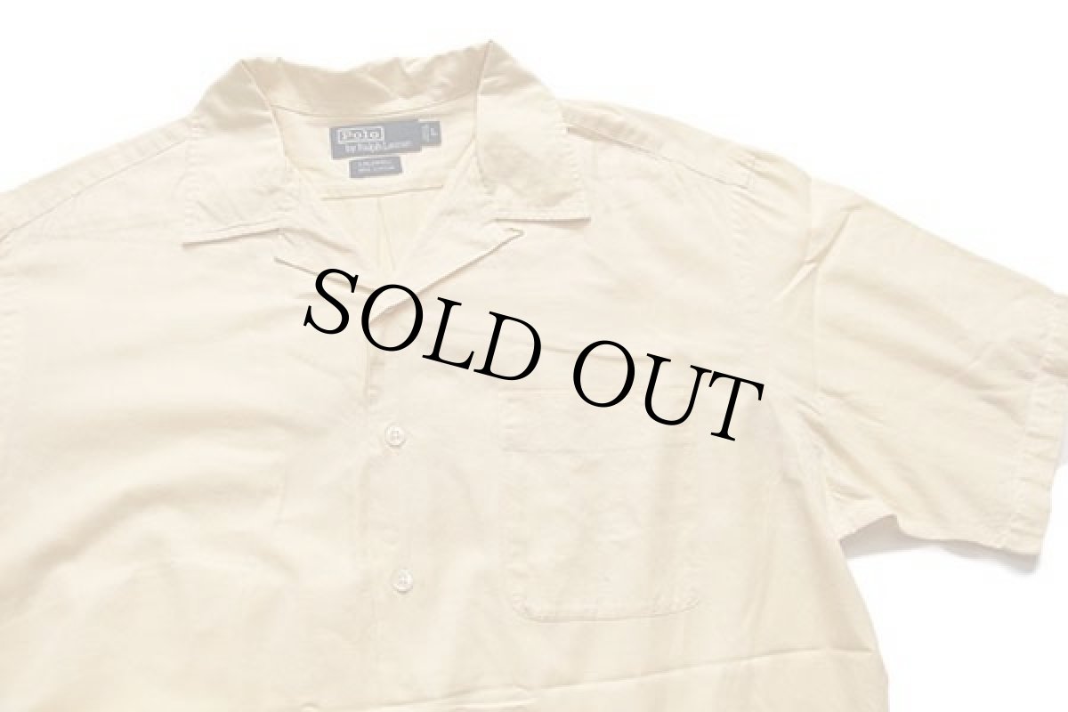 画像3: 90s ポロ ラルフローレン CALDWELL 半袖 オープンカラー コットンシャツ イエロー L (3)