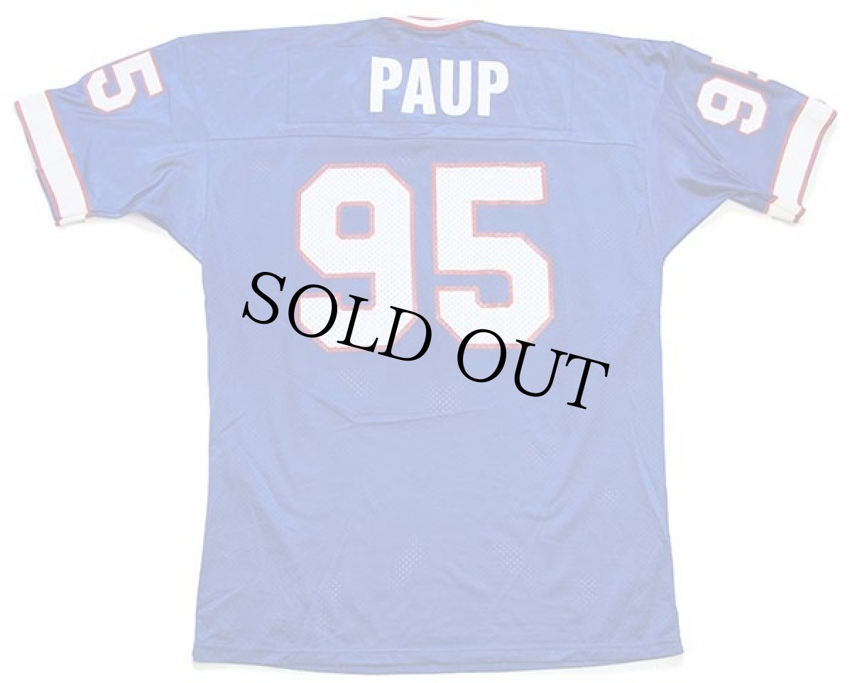 画像2: 90s USA製 Championチャンピオン NFL Buffalo Bills PAUP 95 ナンバリング ナイロン メッシュ フットボール ゲームシャツ 青 48 (2)