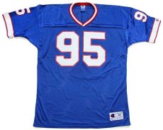 画像1: 90s USA製 Championチャンピオン NFL Buffalo Bills PAUP 95 ナンバリング ナイロン メッシュ フットボール ゲームシャツ 青 48 (1)