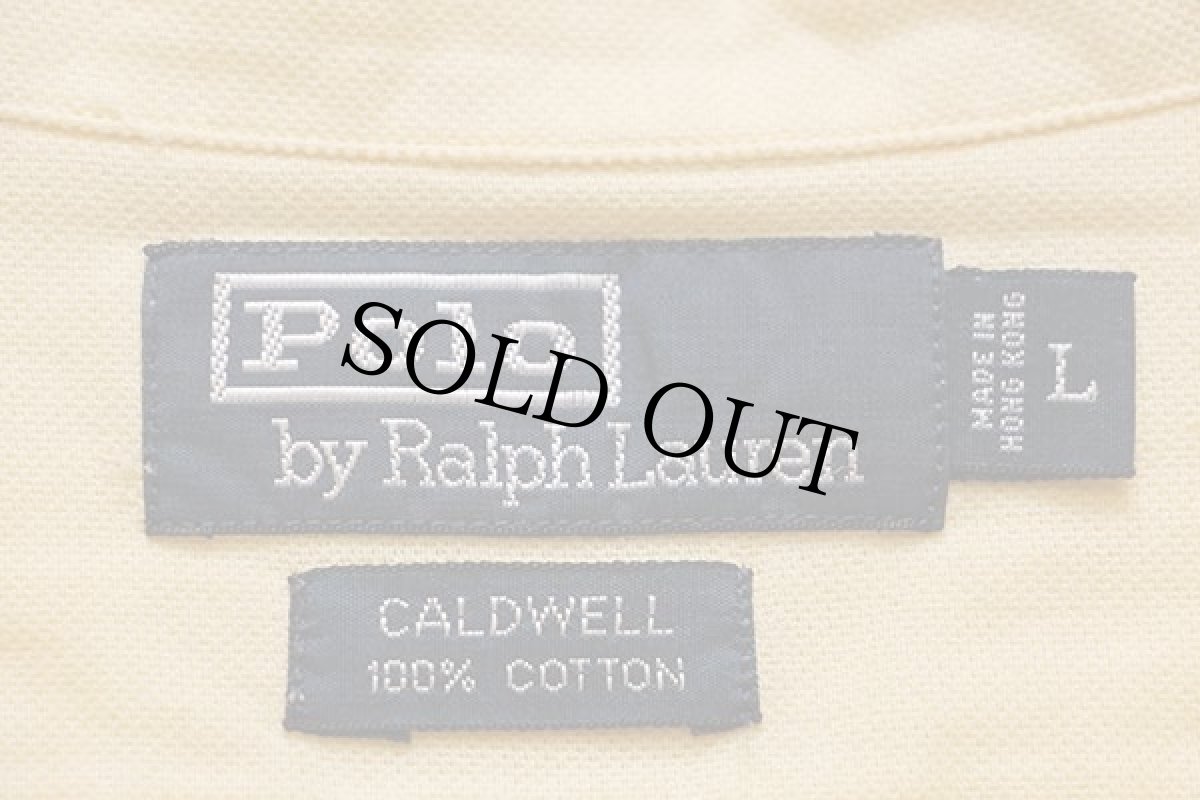 画像4: 90s ポロ ラルフローレン CALDWELL 半袖 オープンカラー コットンシャツ イエロー L (4)