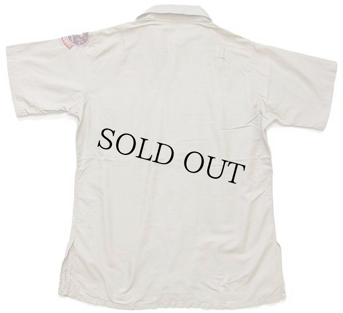 画像2: 50s 米軍 USAF パッチ付き 半袖 オックスフォード コットンシャツ タン 15.5 (2)