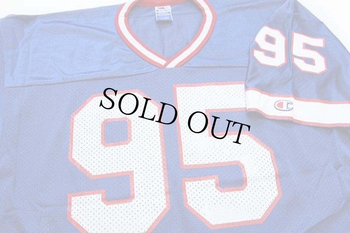 画像3: 90s USA製 Championチャンピオン NFL Buffalo Bills PAUP 95 ナンバリング ナイロン メッシュ フットボール ゲームシャツ 青 48 (3)