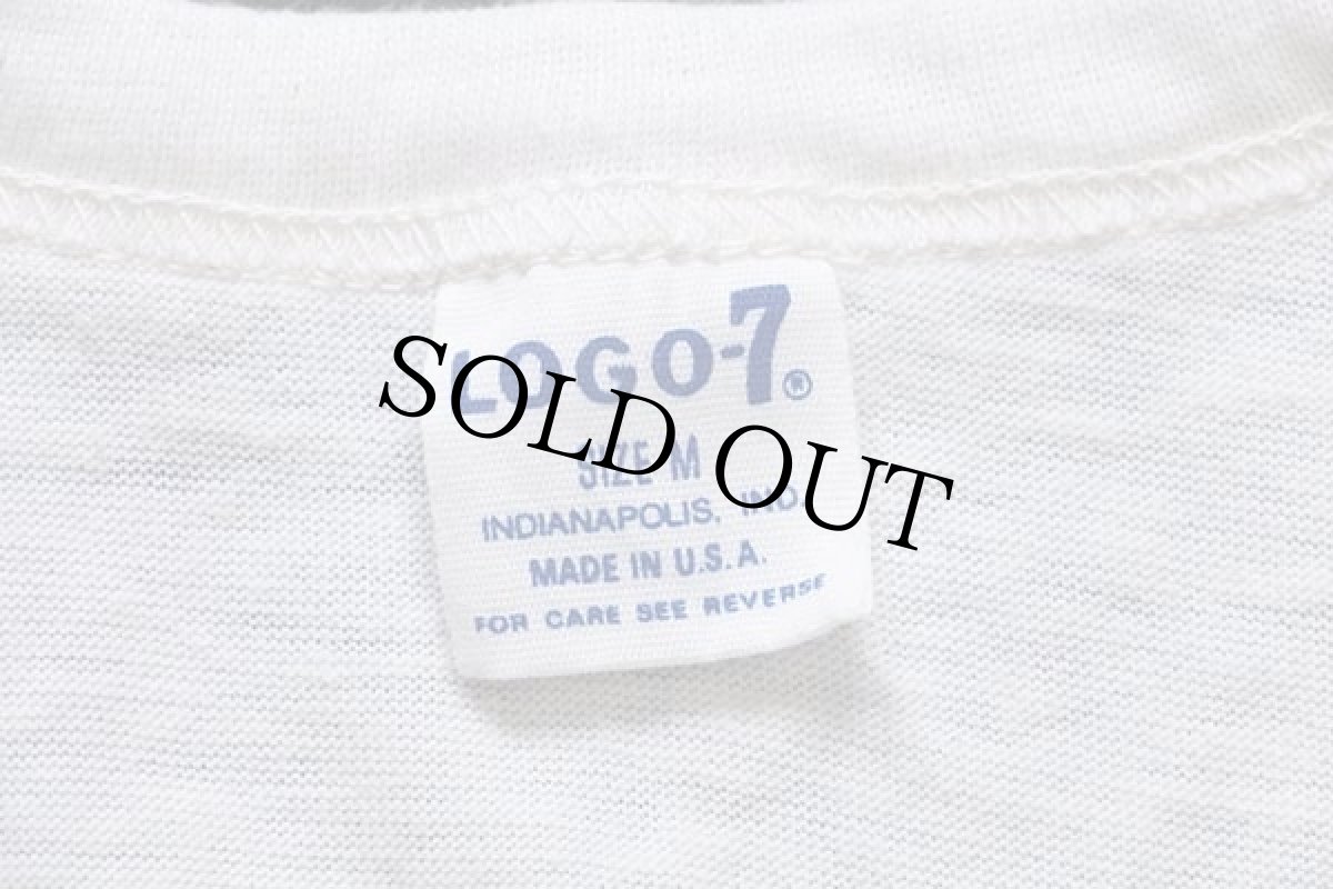 画像3: 70s USA製 LOGO-7 ツートン ヘンリーネック 七分袖 Tシャツ 生成り×バーガンディ M (3)