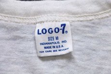 画像3: 70s USA製 LOGO-7 ツートン ヘンリーネック 七分袖 Tシャツ 生成り×バーガンディ M (3)