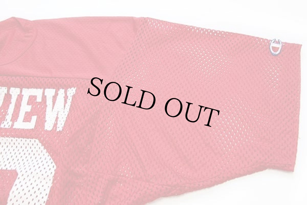 画像5: 80s USA製 Championチャンピオン MTN.VIEW 90 ナンバリング ショート丈 ナイロン メッシュ ゲームシャツ 赤 M (5)