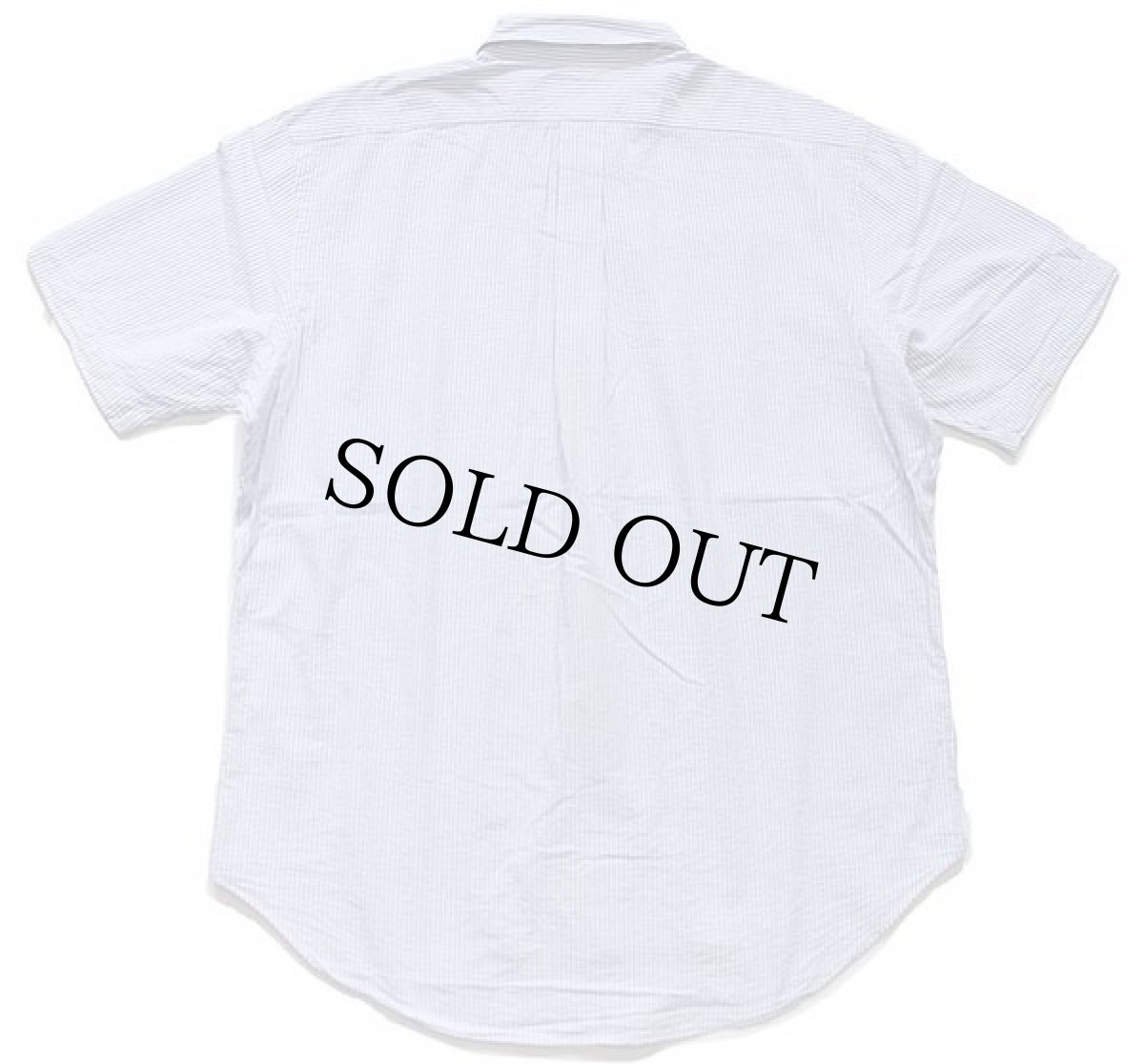 画像2: ラルフローレン ストライプ ボタンダウン 半袖 コットン シアサッカーシャツ サックス×ホワイト L (2)