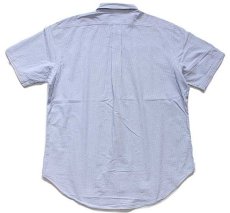 画像2: ラルフローレン ストライプ ボタンダウン 半袖 コットン シアサッカーシャツ サックス×ホワイト L (2)