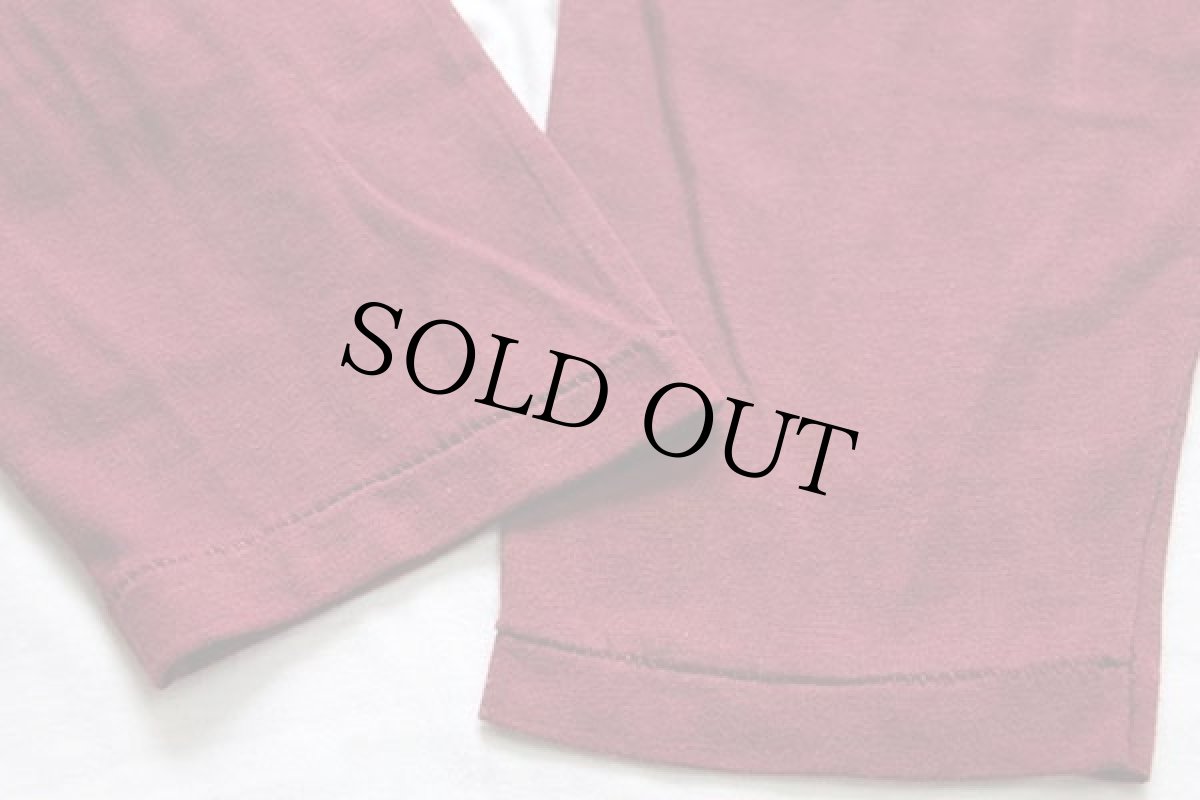 画像6: 70s USA製 LOGO-7 ツートン ヘンリーネック 七分袖 Tシャツ 生成り×バーガンディ M (6)