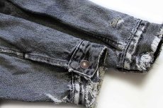 画像8: 90s Levi'sリーバイス 70503 先染め ブラック デニムジャケット 4ポケット ボロ L★ユーロ (8)