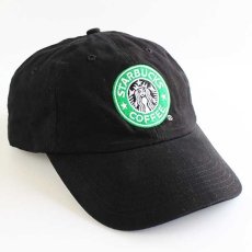 画像1: STARBUCKS COFFEE スターバックス コーヒー ロゴ刺繍 コットンキャップ 黒 (1)