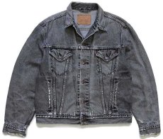 画像1: 90s Levi'sリーバイス 70503 先染め ブラック デニムジャケット 4ポケット ボロ L★ユーロ (1)