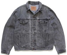 画像1: 90s Levi'sリーバイス 70503 先染め ブラック デニムジャケット 4ポケット XL★ユーロ (1)