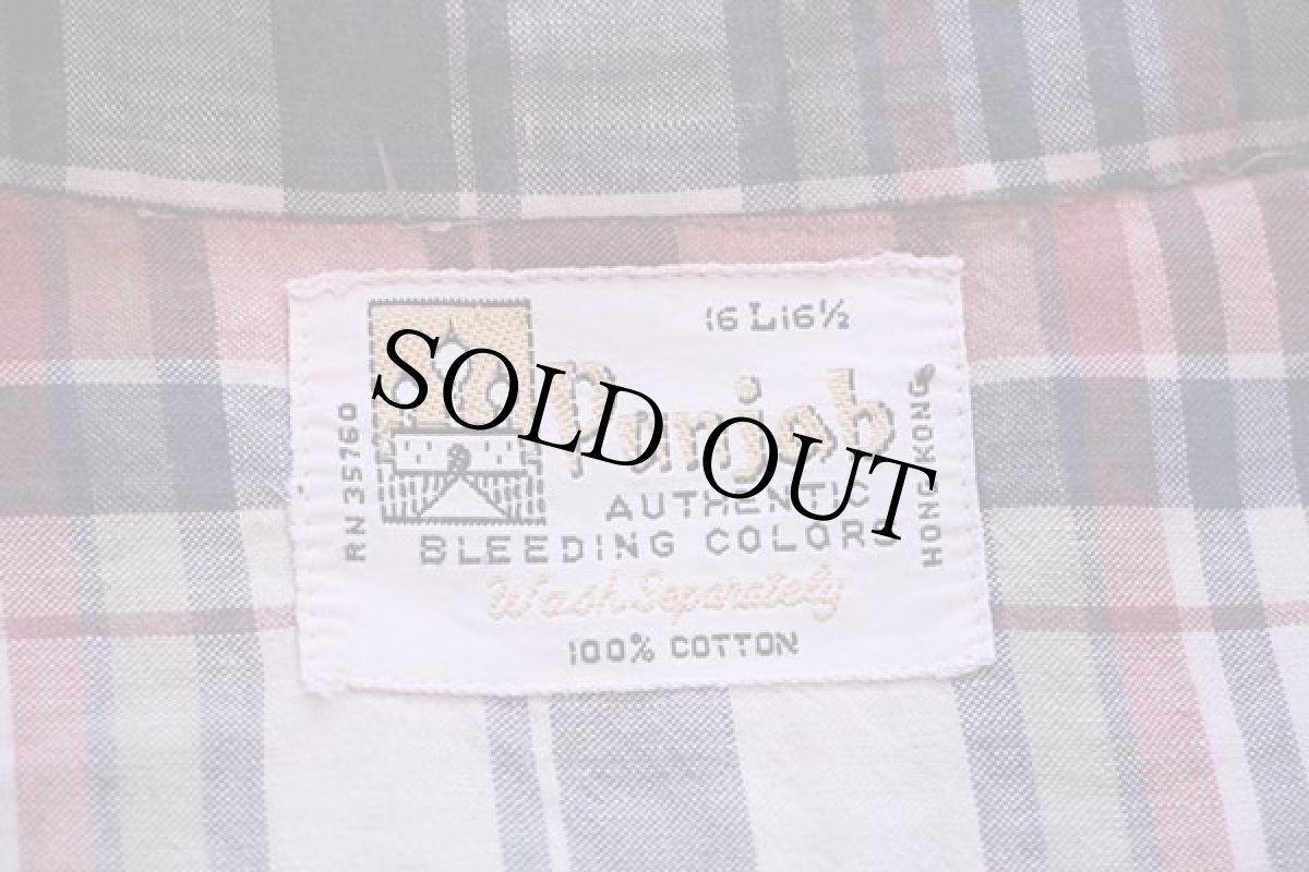 画像5: 70s Punjab マドラスチェック 三点留め ボタンダウン 半袖 コットンシャツ L★インド綿 (5)